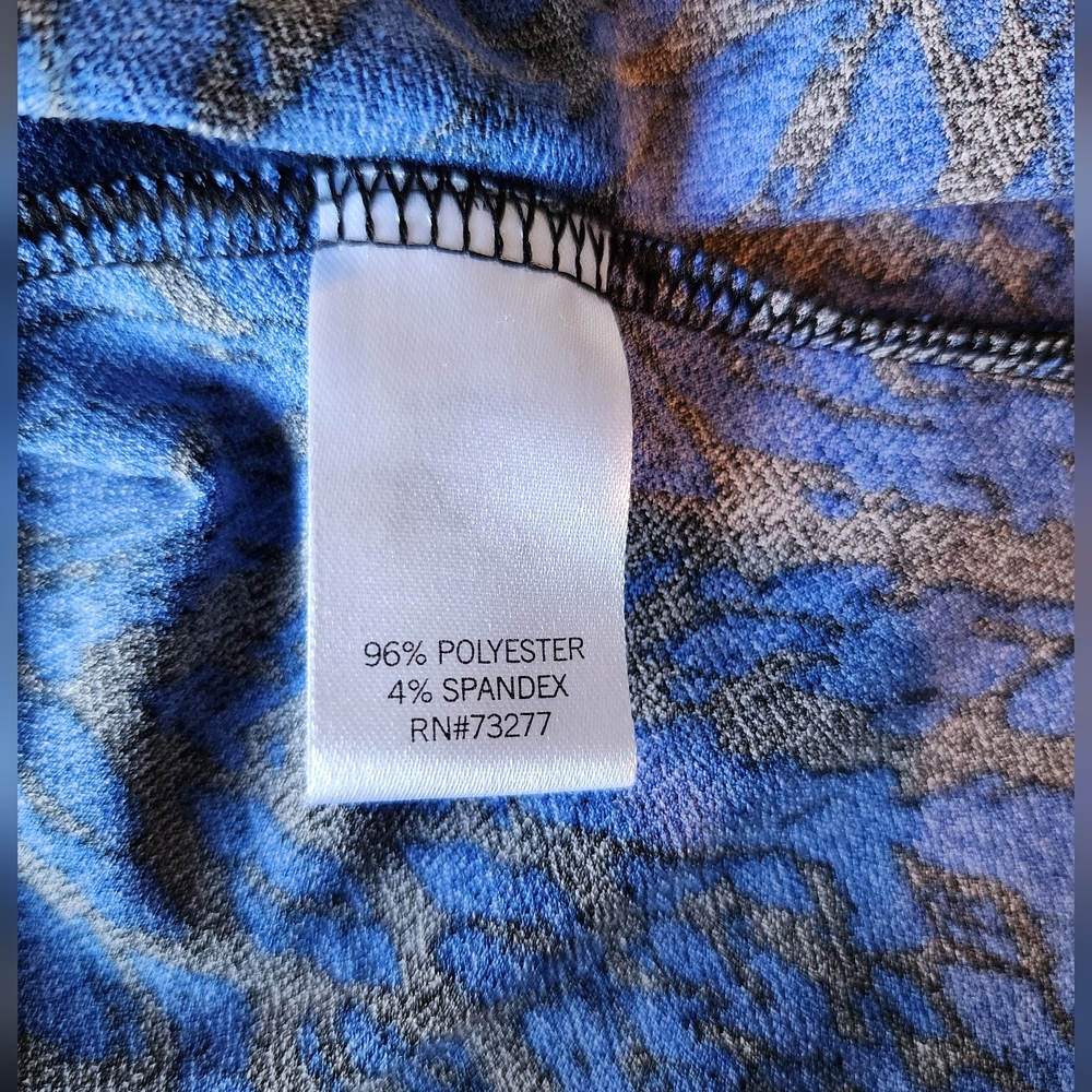 Blue/black print faux-wrap dress - Picture 8 of 12